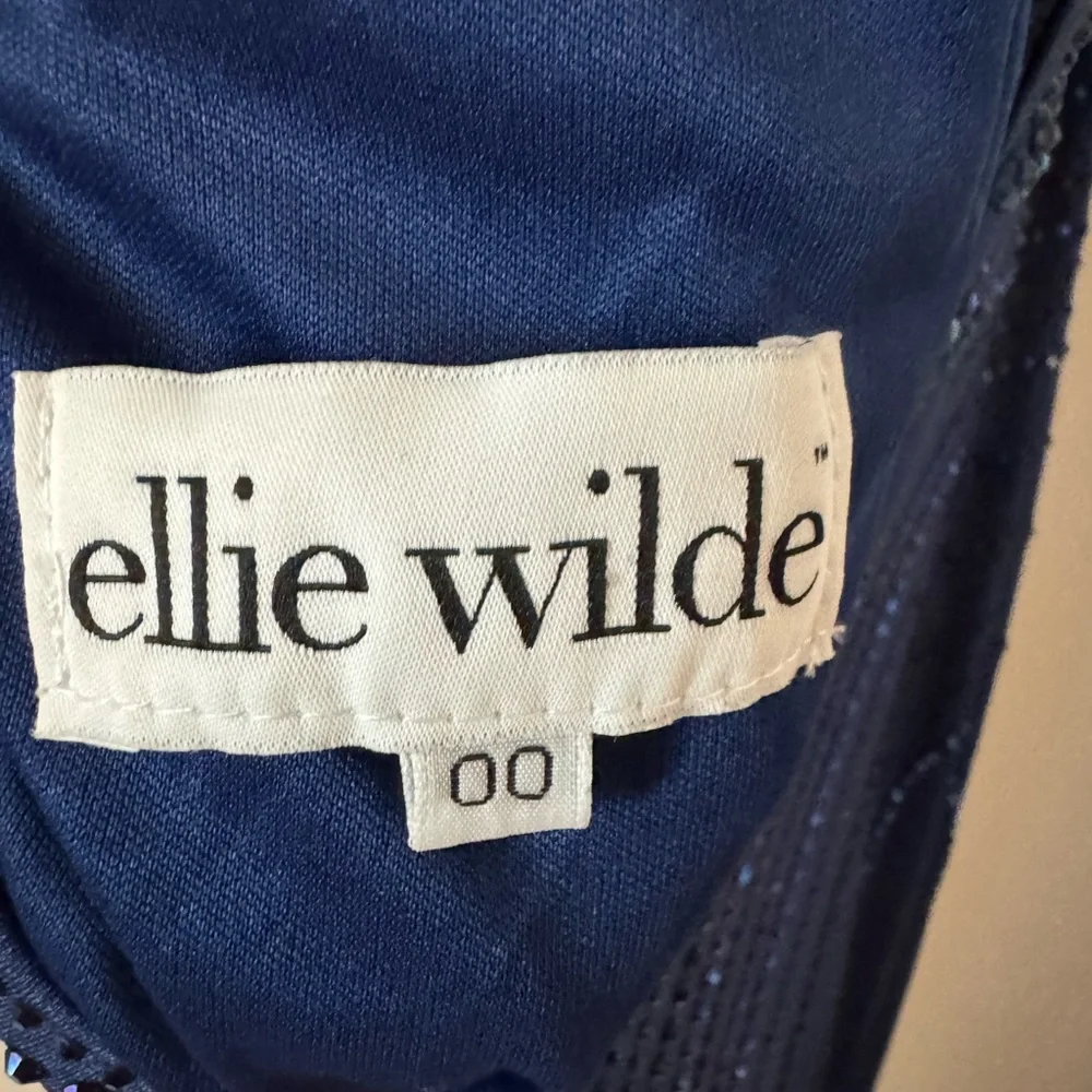 Ellie Wilde Navy Beaded Prom Gown - Picture 4 of 5